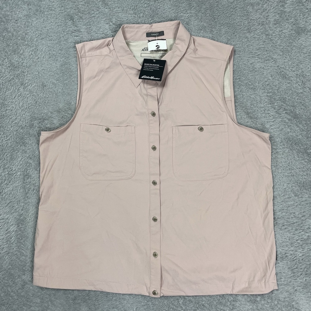 Eddie Bauer Boulder Trail Shirt Womens L Pale Pink Sleeveless UPF 30 Hiking